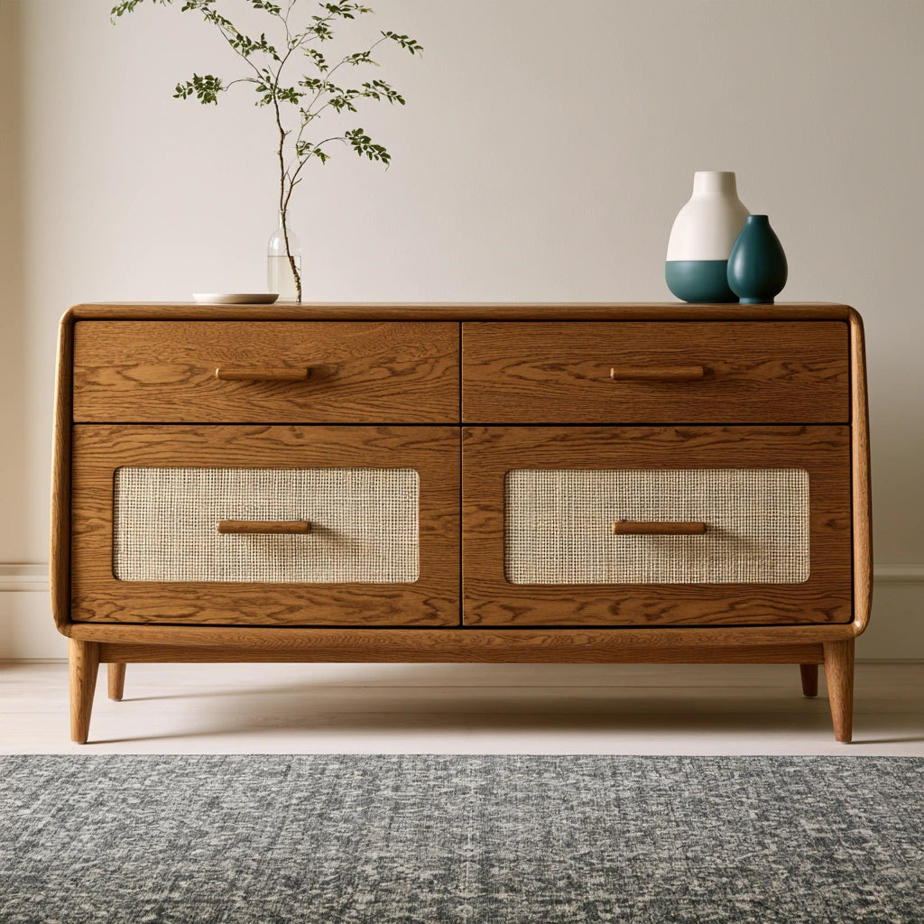 Ladekast van hout met eikenlook, kleur lichtbruin