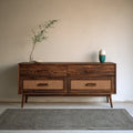 Ladekast van hout met eikenlook, kleur lichtbruin
