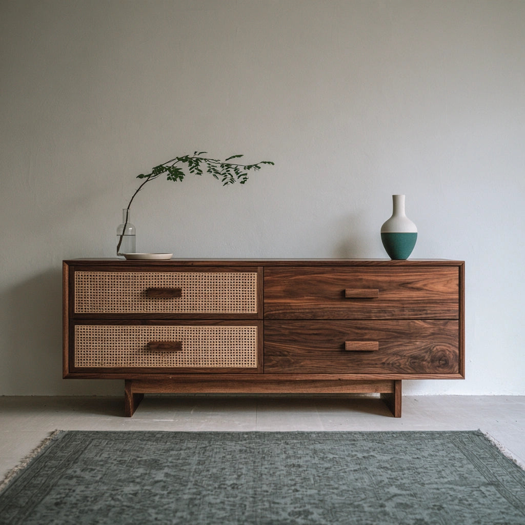Ladekast van hout met eikenlook, kleur lichtbruin