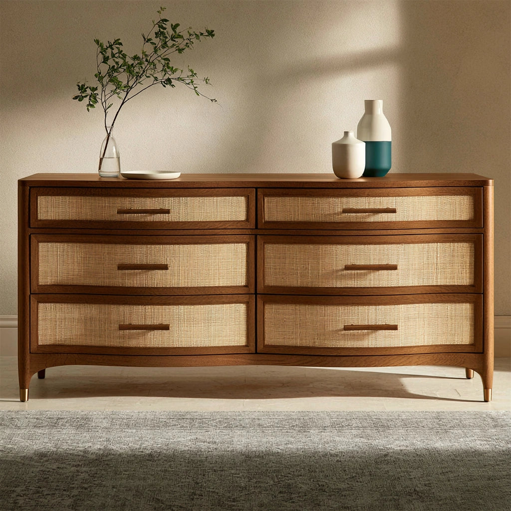Ladekast van hout met eikenlook, kleur lichtbruin